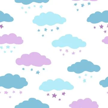 Simple cloud and star pattern 스톡 일러스트