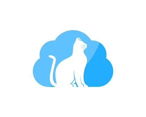 Simple cloud with cat silhouette inside Stock Illustration