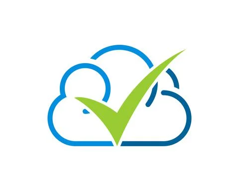 Simple cloud with checked symbol inside Stock Illustration