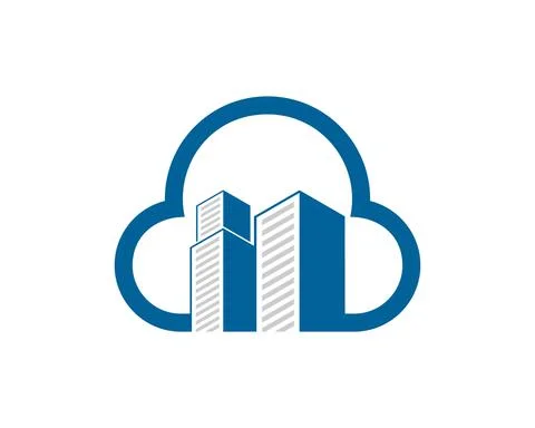 Simple cloud with city building inside Illustrazione stock