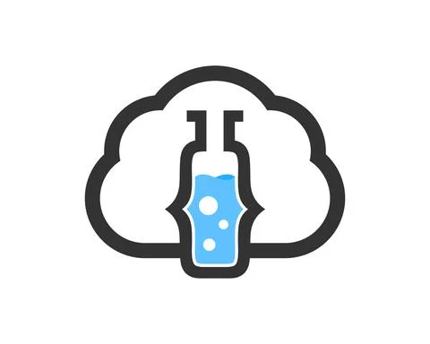 Simple cloud with code bottle laboratory inside Stock-Illustration