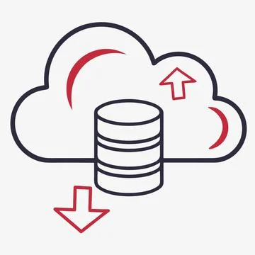 Simple Cloud Data Storage and Database Vector Graphic 스톡 일러스트