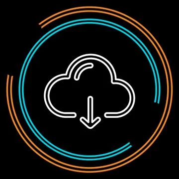 Simple Cloud Download Thin Line Vector Icon Stock Illustration
