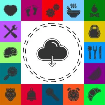 Simple Cloud Download Vector Icon 스톡 일러스트
