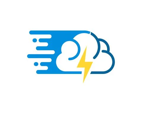 Simple cloud with fast symbol and lightning inside Stock Illustration