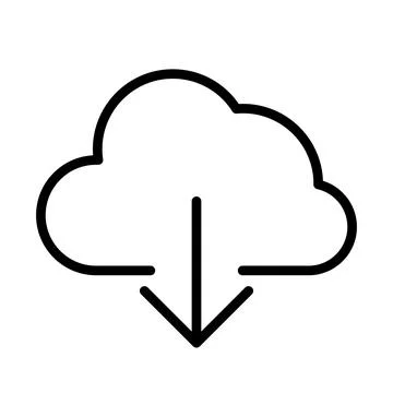 Simple Cloud Icon with Download Arrow Symbol for Digital Content Access Stock Illustration