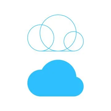 Simple cloud icon with outline base 스톡 일러스트