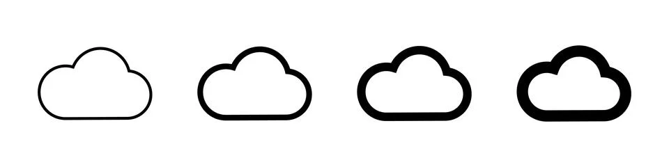 Simple cloud icon set. Vector. Stock Illustration