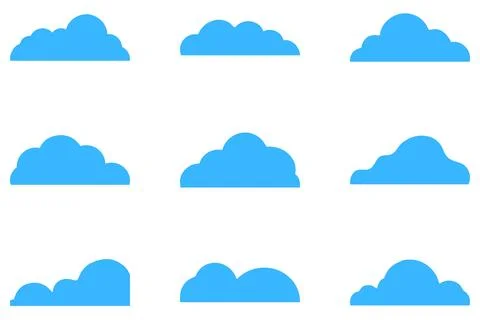 Simple cloud illustration design set Stock Illustration