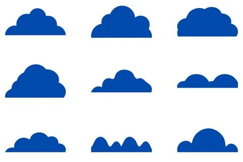 Simple cloud illustration design set Stock Illustration