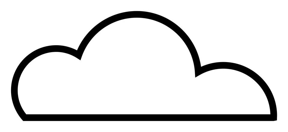 Simple cloud line drawing in black, symbolizing cloud technology, data storag Stock Illustration