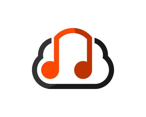 Simple cloud with music note inside Stock Illustration