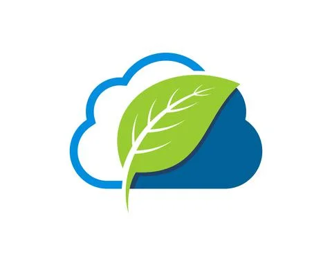 Simple cloud with nature leaf inside Stock Illustration