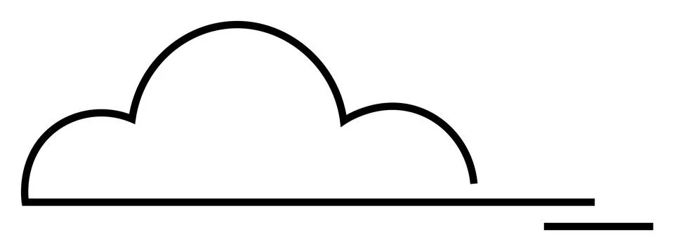 Simple cloud outline with horizontal lines representing speed. Ideal for weat 스톡 일러스트