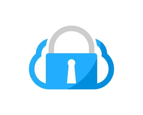 Simple cloud with safety padlock inside Stock Illustration