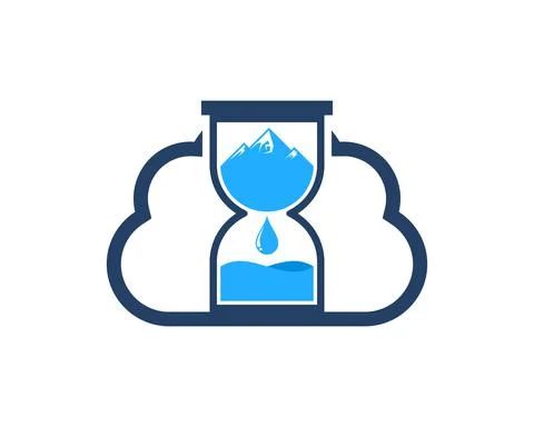 Simple cloud with sang glass and mountain water drop inside イラスト素材