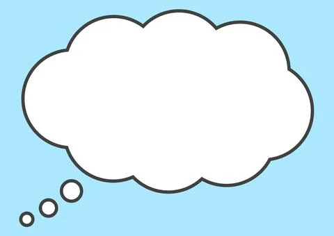 Simple cloud shaped speech balloon on light blue background Stock Illustration