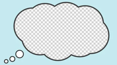 Simple cloud shaped transparent speech balloon on light blue background Stock Illustration