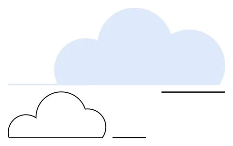 Simple Cloud Shapes in Blue and Black with Minimalist Design and Horizontal.. Illustrazione stock