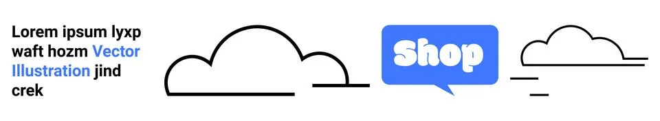 Simple Cloud-Themed Banner with Text Bubble for Online Shop イラスト素材