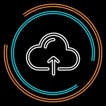 Simple Cloud Upload Thin Line Vector Icon Stock Illustration