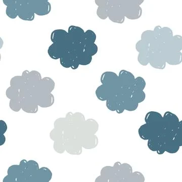 Simple clouds seamless pattern. Weather background illustration. Stock Illustration