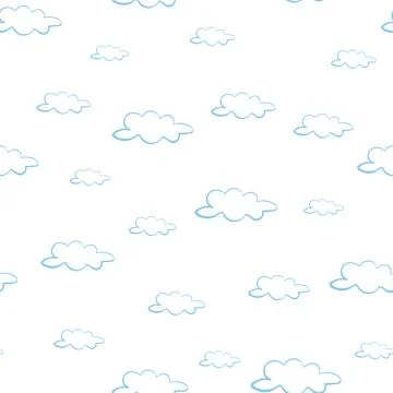 Simple clouds seamless vector pattern on white 스톡 일러스트