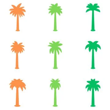 Simple coconut tree design set Stock Illustration