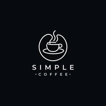 Simple coffee circle line logo design Stock Illustration