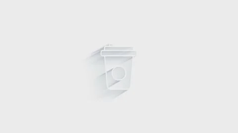 Simple coffee icon. White icon with shadow on transparent background. Stock Footage 151518712