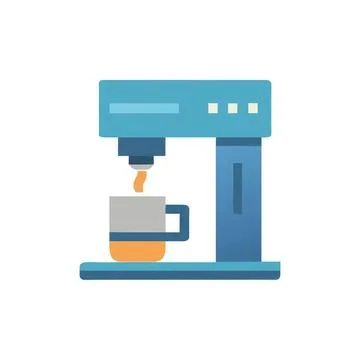 Simple coffee machine brewing coffee into a mug 库存插图