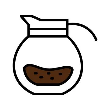 A simple coffee pot with brown liquid shows an iconic breakfast drink icon Ilustração Stock
