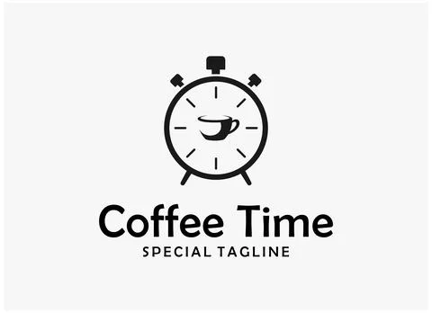 Simple coffee time logo design Stock Illustration