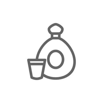 Simple cognac bottle line icon. Symbol and sign illustration design. Isolated on Stock Illustration