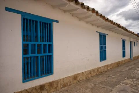Simple colonial architecture in Villa de Leyva Colombia Stock Photos