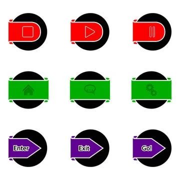 Simple color button design Simple color button design combined with black ... Stock Photos