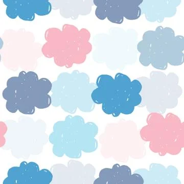 Simple colored clouds seamless pattern. Weather background. R Illustrazione stock