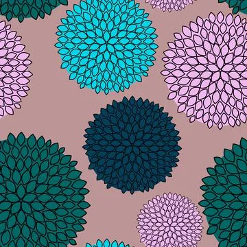 Simple colored Flower Icon, Seamless pattern. Vector Illustration Stock Illustration