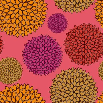 Simple colored Flower Icon, Seamless pattern. Vector Illustration Stock Illustration