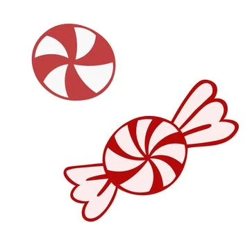 Simple Colored Swirled Hard Candy and Wrapped Bonbon Illustration Stock Illustration