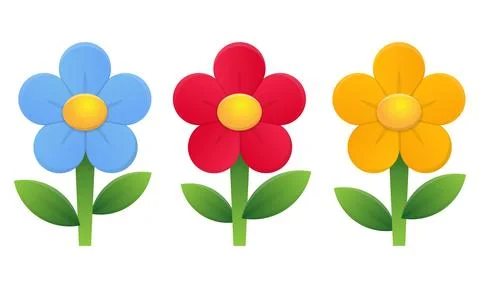 Simple colorful flower vector set on transparent background 库存插图