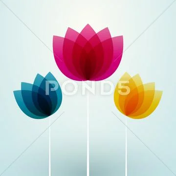 Simple colorful flowers Stock Illustration