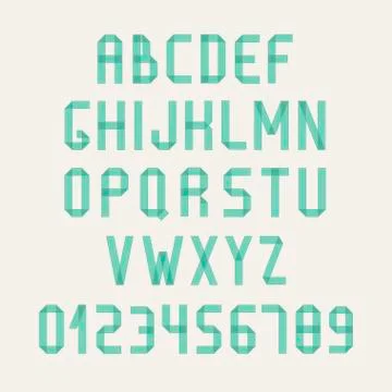 Simple colorful font. Complete abc alphabet set. Vector letters and numbers. Stock Illustration