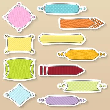 Simple colorful frames and banners with different patterns Stock Illustration