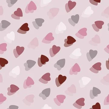 Simple colorful hearts seamless pattern chaotic pink background Stock Illustration