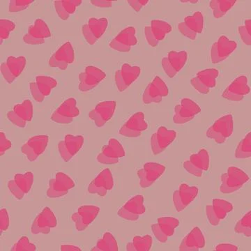 Simple colorful hearts seamless pattern chaotic pink background Stock Illustration