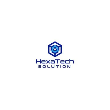 Simple colorful HEXA Tech SOLUTION logo design Stock Illustration