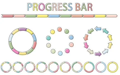 Simple, colorful progress bar and infographic Stock Illustration