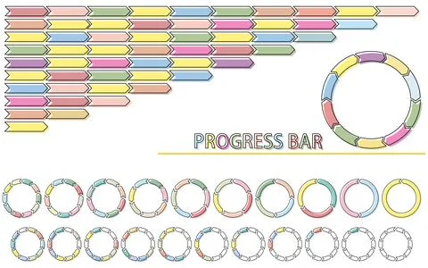 Simple, colorful progress bar and infographic Stock Illustration