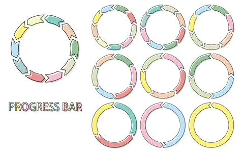 Simple, colorful progress bar and infographic Illustrazione stock